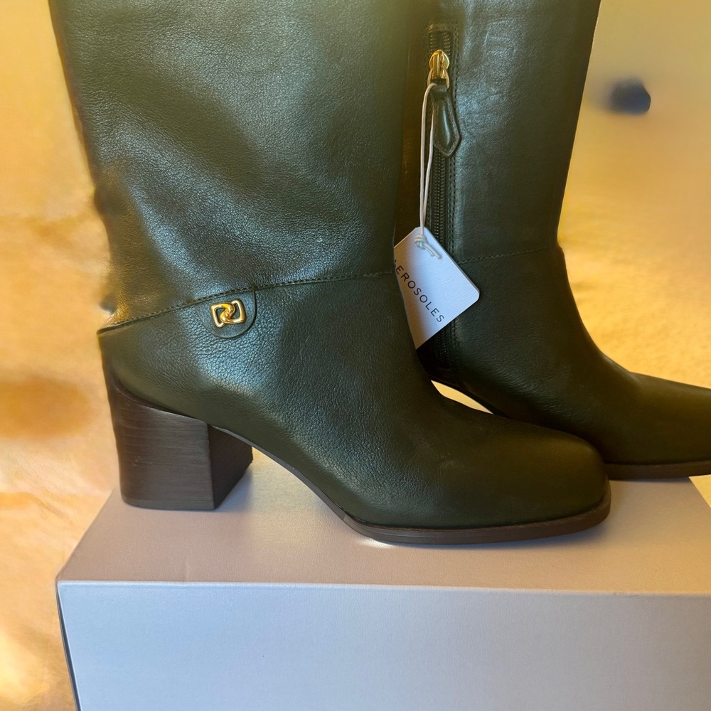 AEROSOLES Women's Dark Olive Green Heeled Boots- Style- ORO.